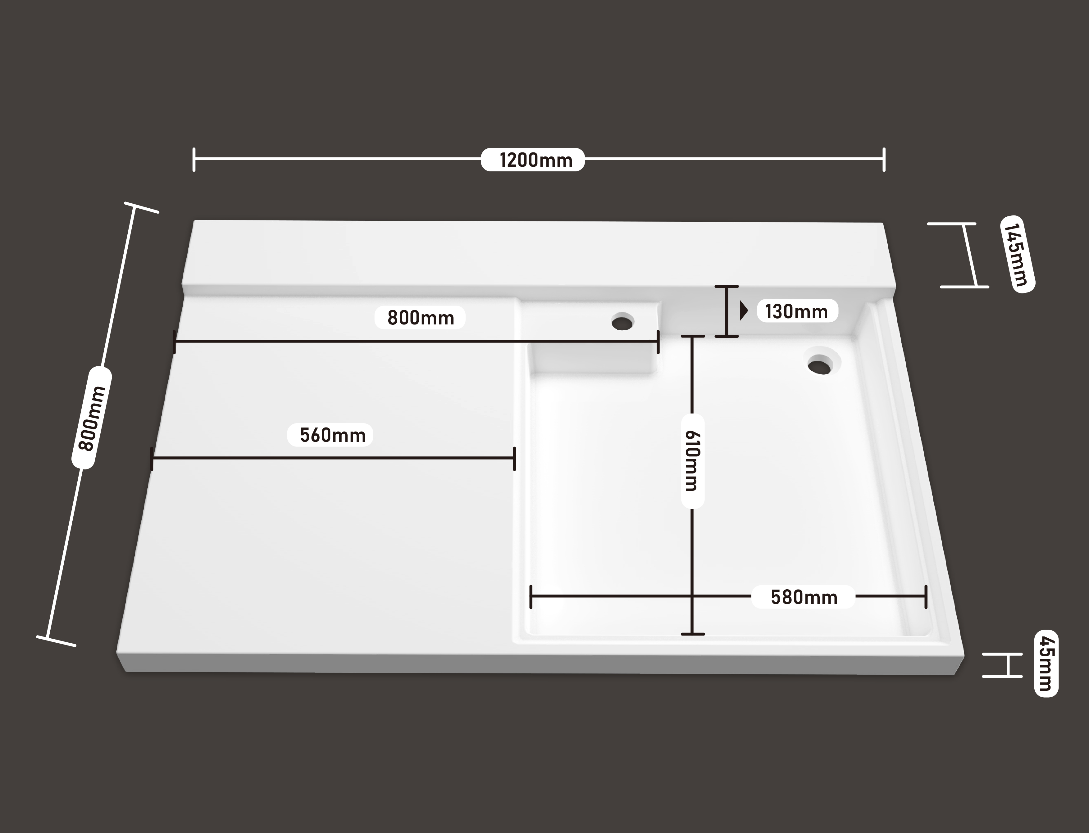 机上盆 1200*800（无搓 右）