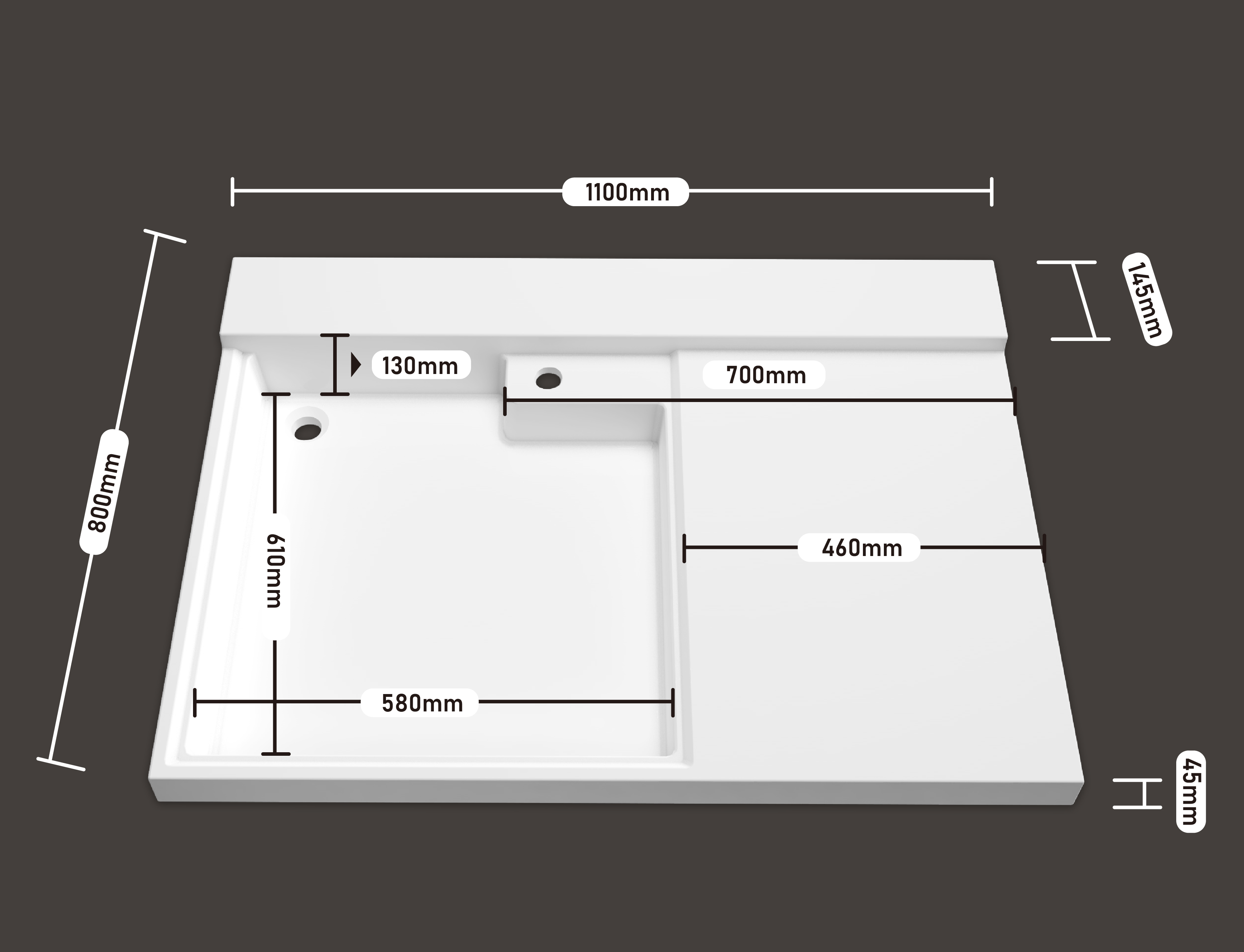 机上盆 1100*800（无搓 左）