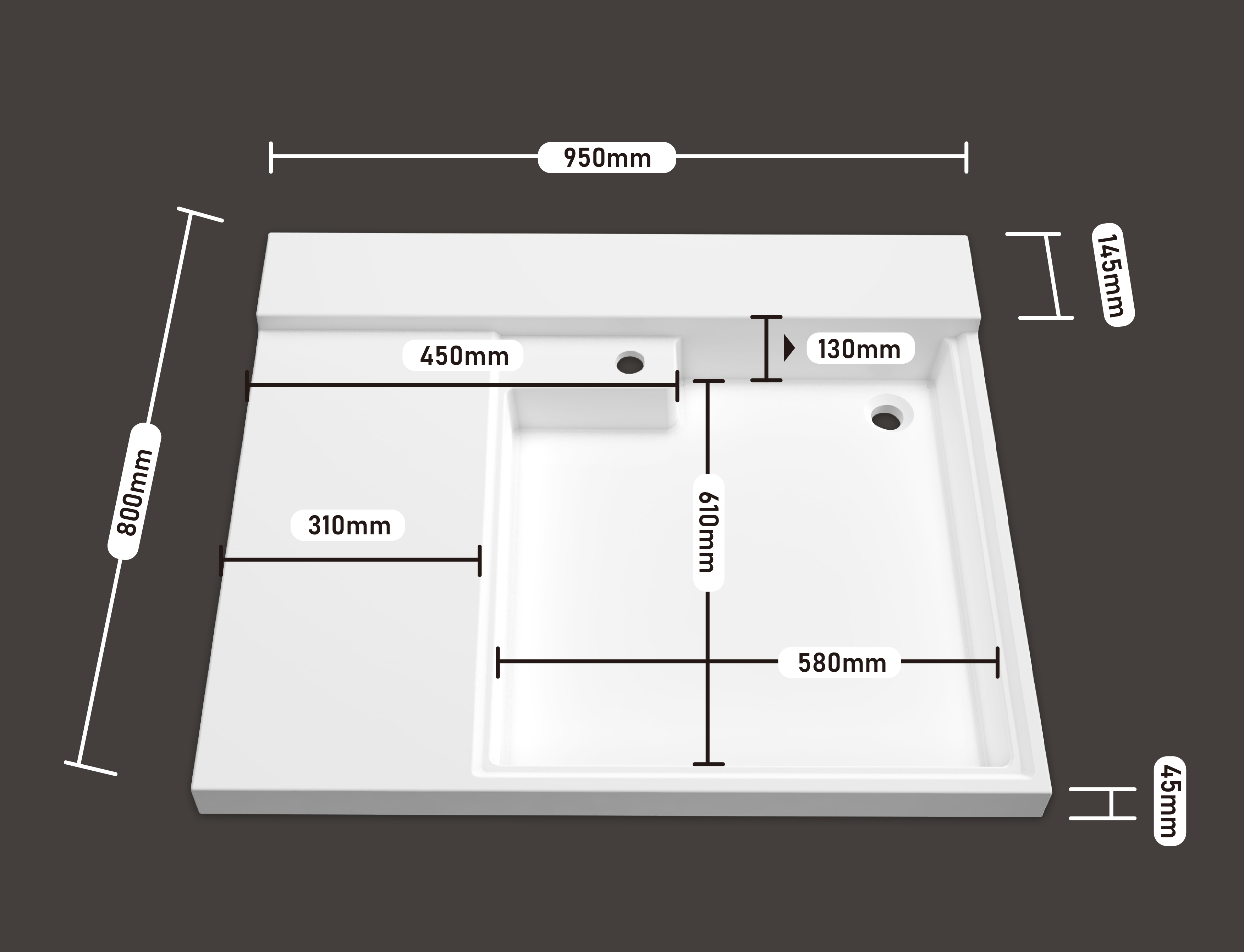 机上盆 950*800（无搓 右）