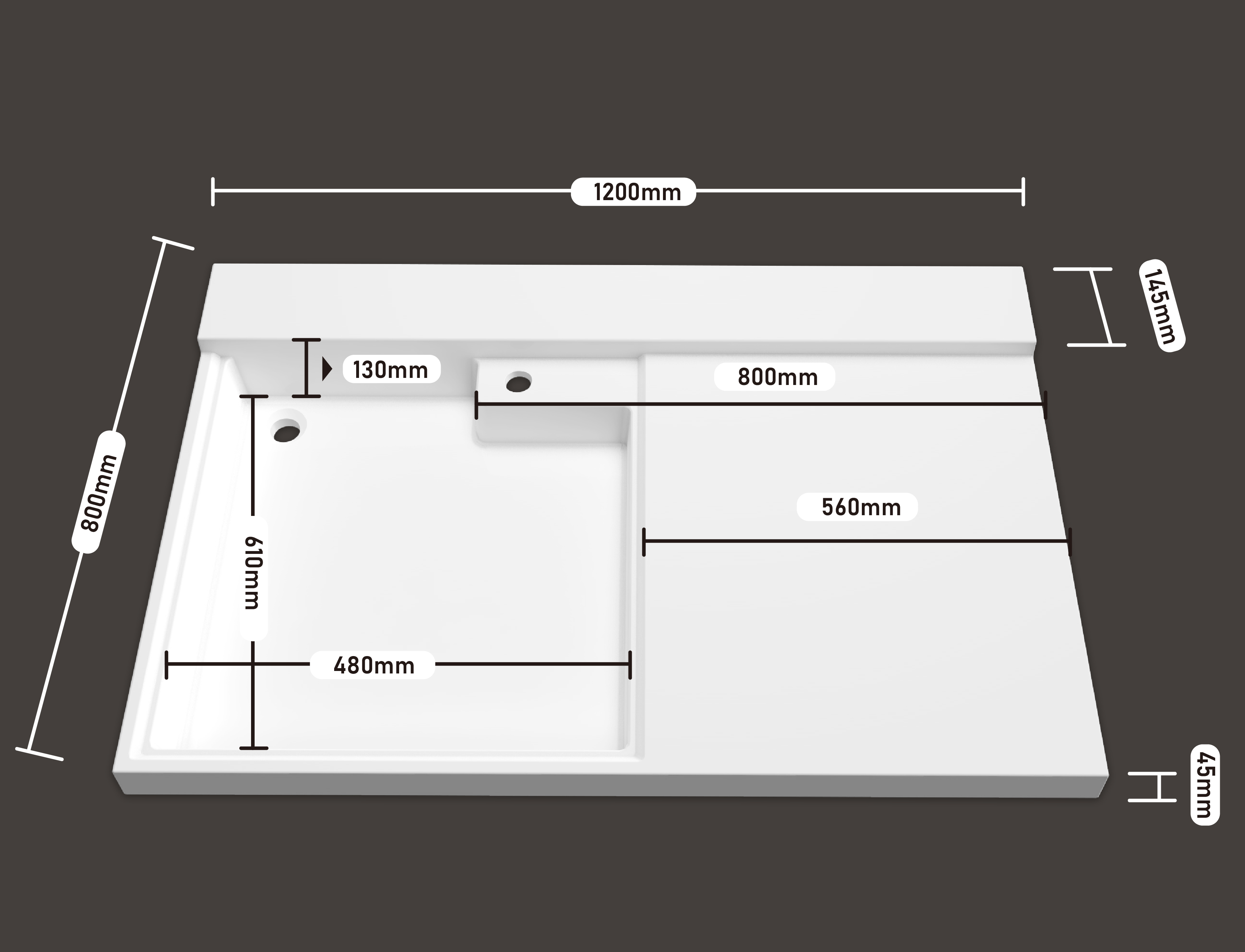 机上盆 1200*800（无搓 左）